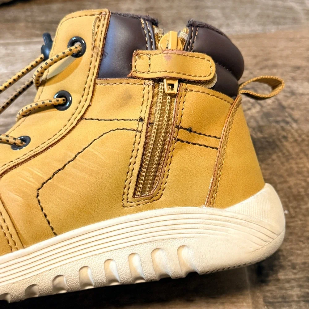 UOVO Kids High Top Side Zip Water-Resitant Hiking Boots,‎ Tan, 31/ 12.5